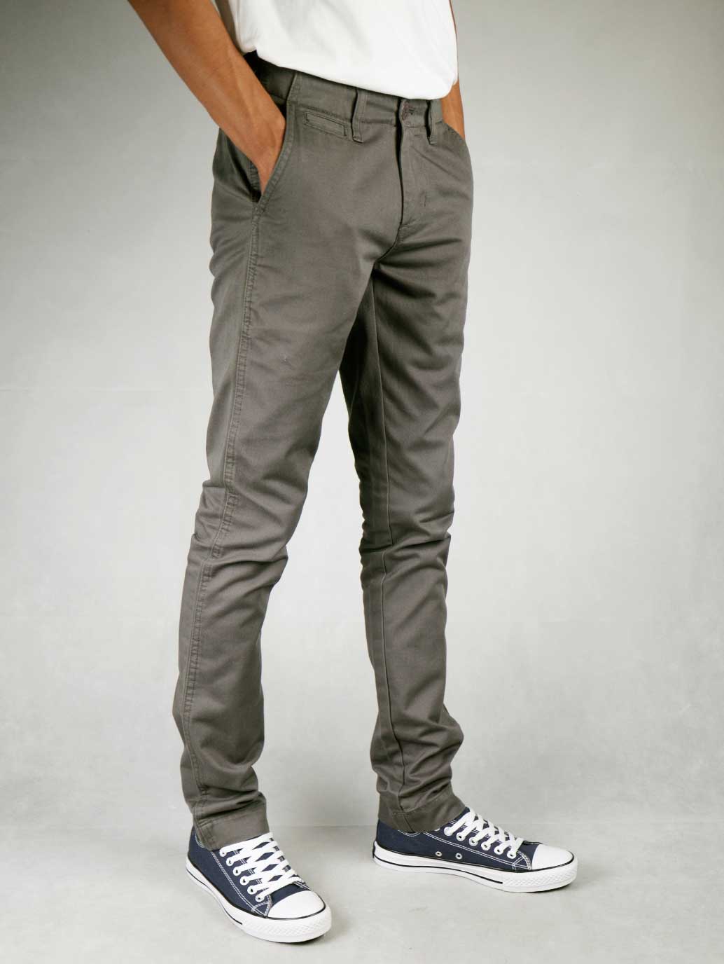 Slim Fit Light Grey Trousers